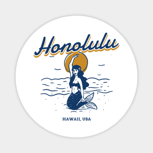 Honolulu Hawaii USA Mermaid and Ocean Waves Magnet